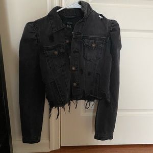 Black cropped denim jacket